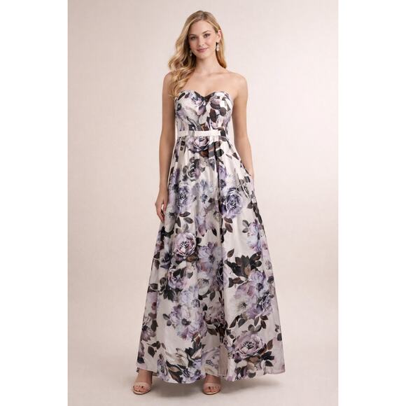 Xscape Dresses & Skirts - XSCAPE Dress Long Gown Purple Floral Sleeveless Size 4 USA Made Formal Dance NEW